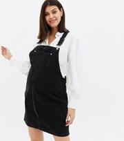 New Look Maternity Black Denim Mini Pinafore Dress